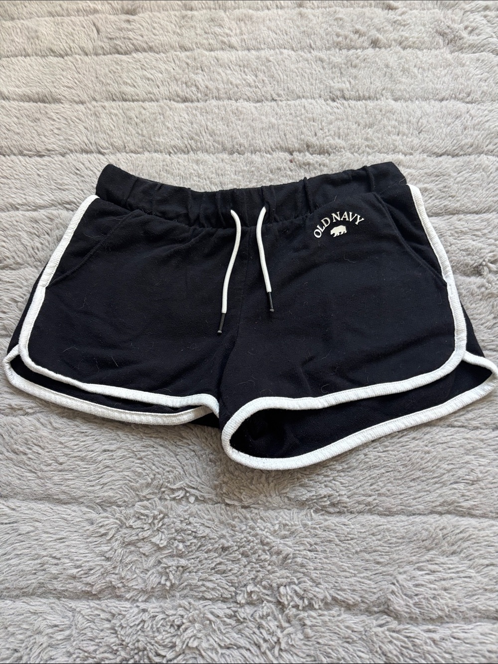 Old Navy Black Women's Athletic Dolphin Shorts with White Trim